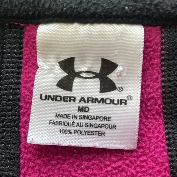 Under Armour Fleece Quarter-Zip Sweatshirt | Pink & Black | Size Medium - Picture 6 of 9